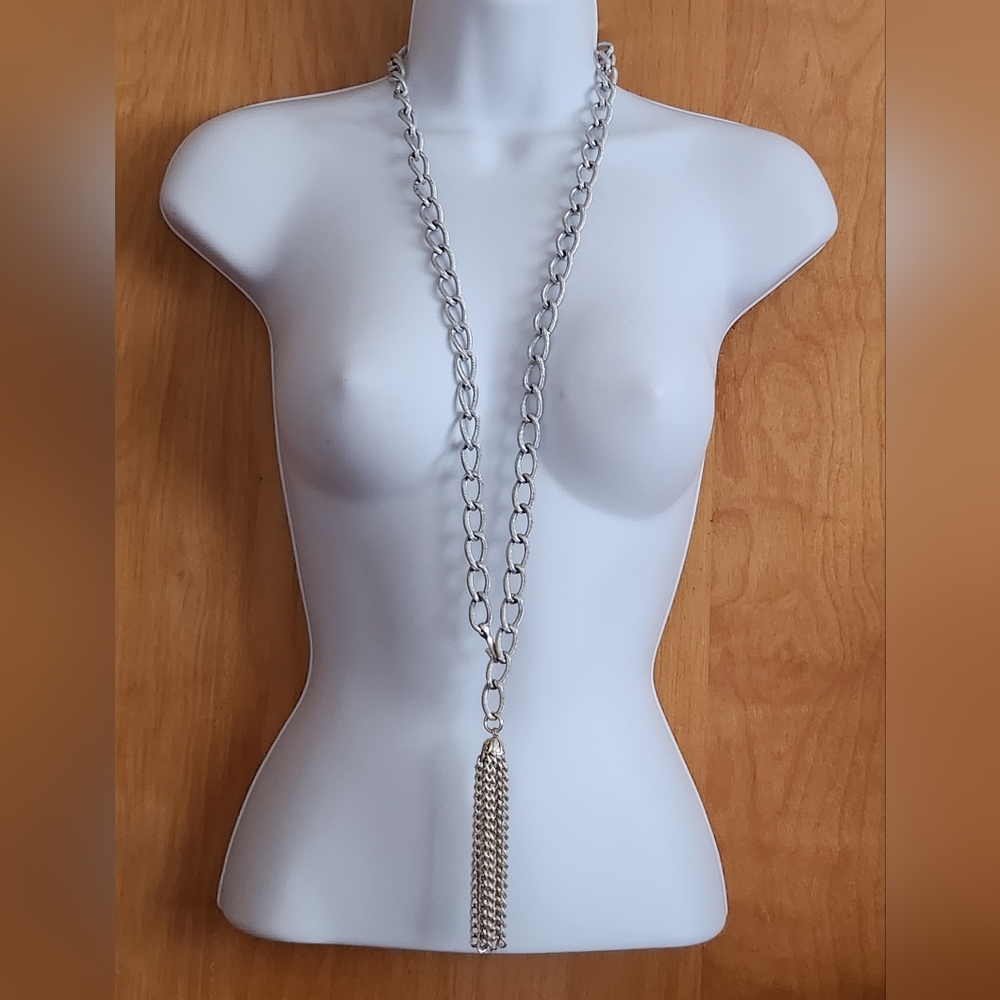 Belt or Necklace Silver Tone Metal Chain - Picture 4 of 12
